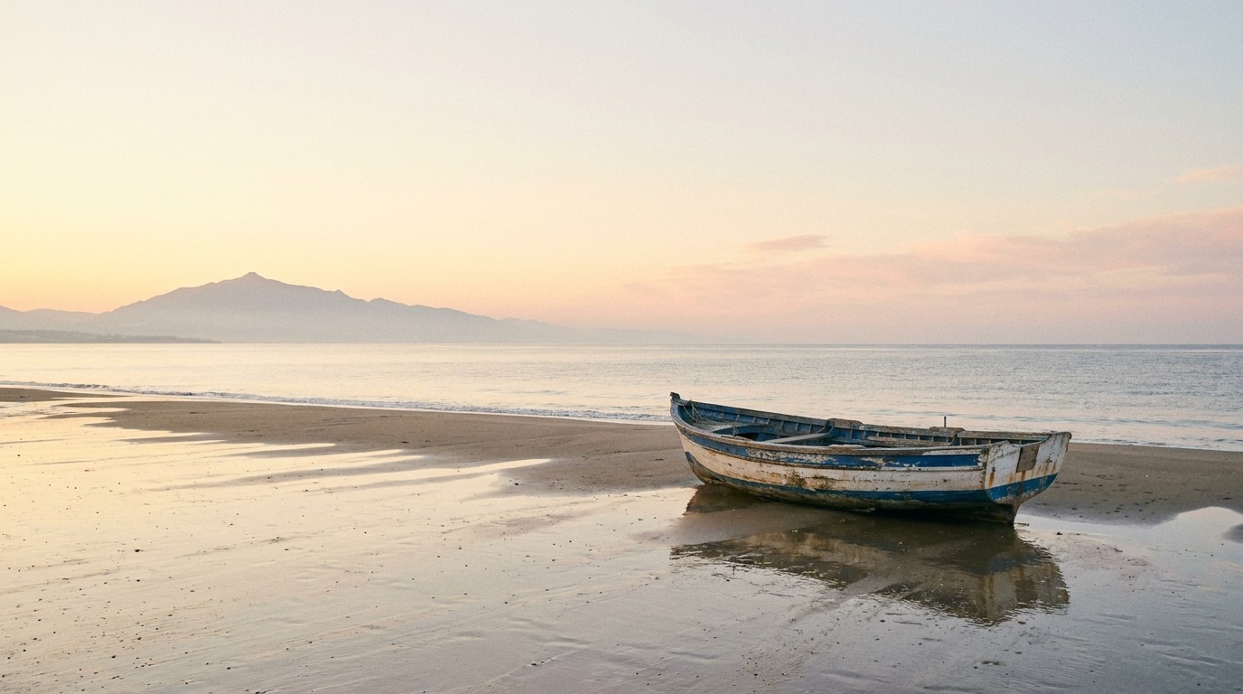 Empty Marbella beach at dawn