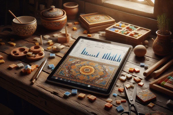 Modern productivity interface with geometric Mediterranean zellige patterns symbolizing organized work systems